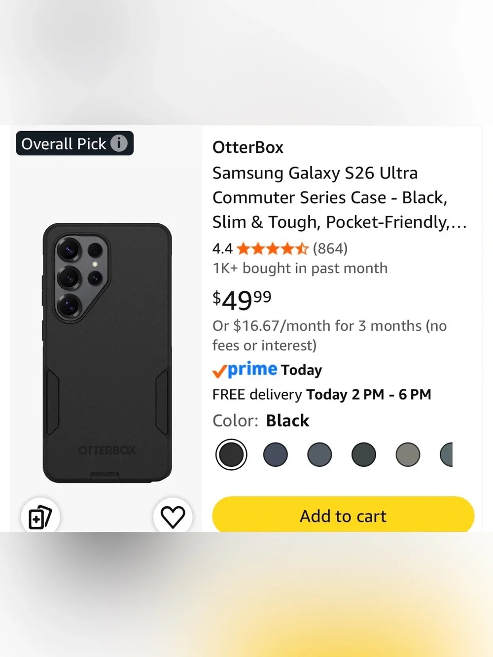OtterBox Black Rugged Slim Case for S26